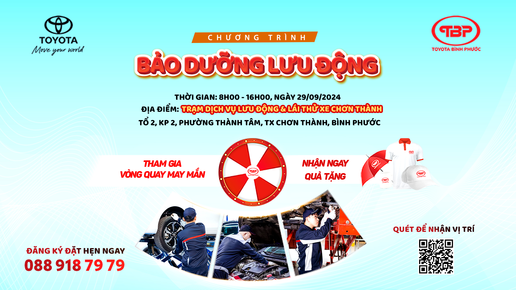 TOYOTA BÌNH PHƯỚC TỔ CHỨC BẢO DƯỠNG & SỬA CHỮA LƯU ĐỘNG TẠI THỊ XÃ CHƠN THÀNH