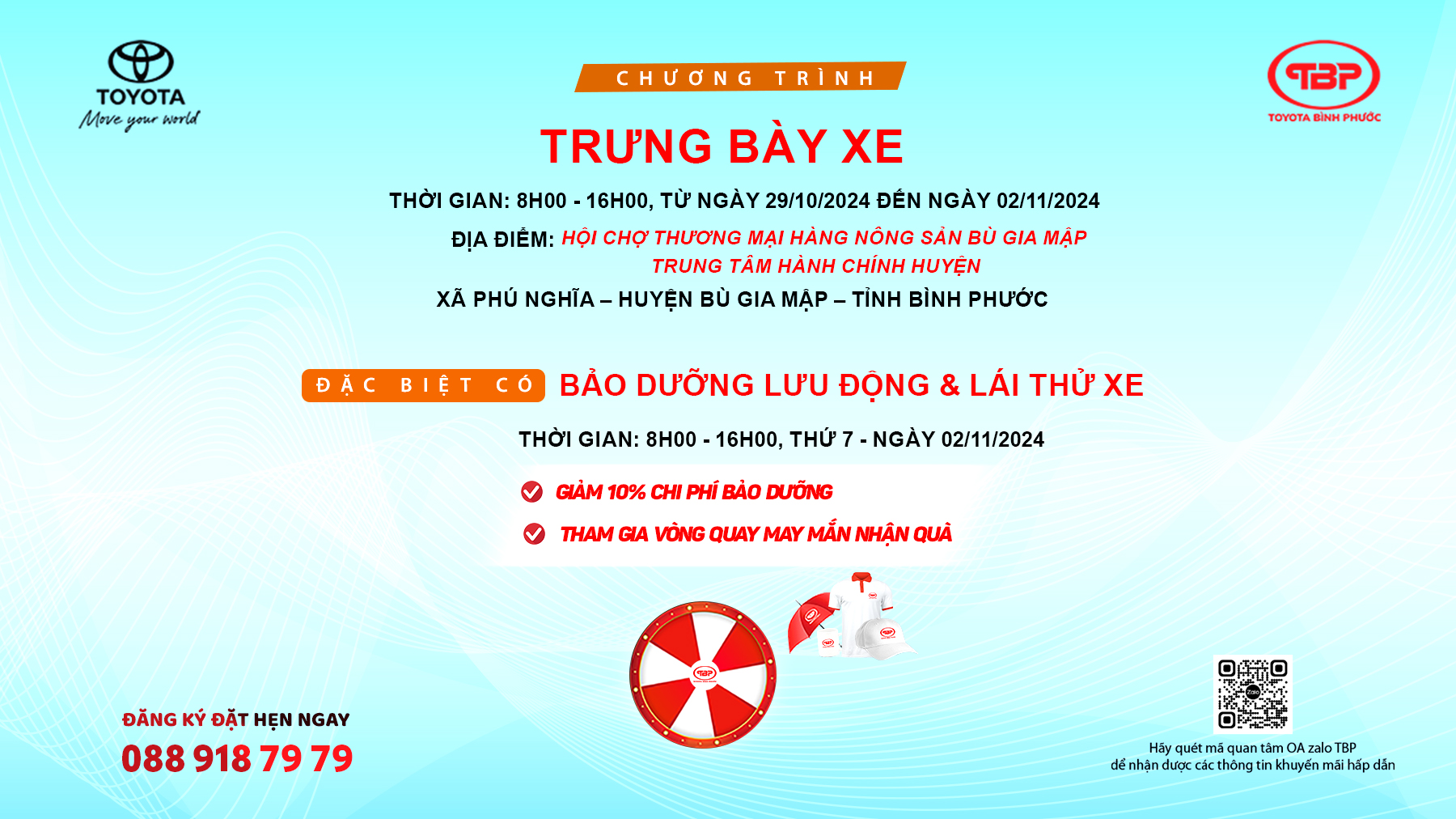 TOYOTA BÌNH PHƯỚC TỔ CHỨC TRƯNG BÀY - LÁI THỬ XE & BẢO DƯỠNG LƯU ĐỘNG TẠI HỘI CHỢ THƯƠNG MẠI, HÀNG NÔNG SẢN BÙ GIA MẬP