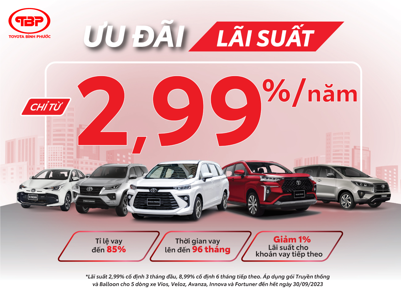 TÀI CHÍNH TOYOTA ƯU ĐÃI LÃI SUẤT THÁNG 09 chỉ từ 2,99%/năm